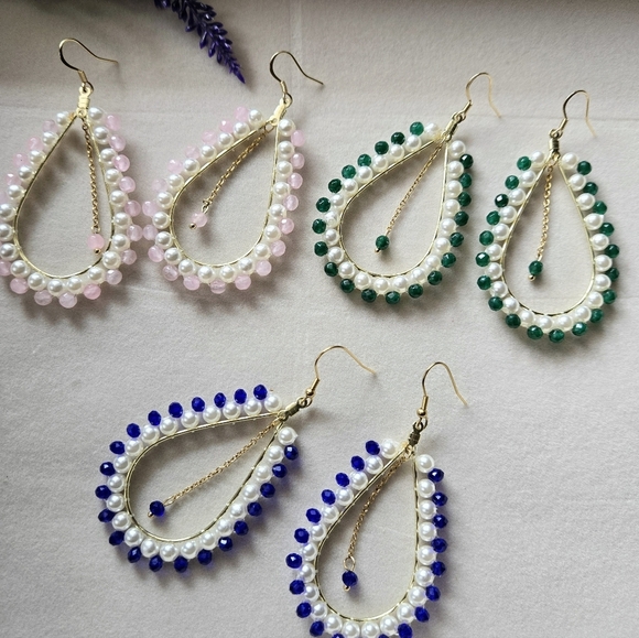 Handmade teardrop earrings - Picture 5 of 5